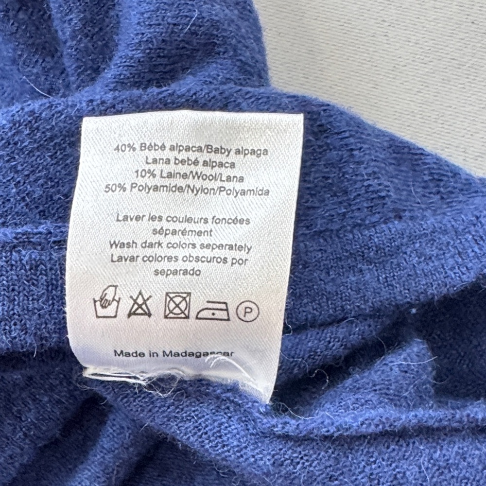 Sandro Paris Blue Alpaca/Wool Blend Oversized V-Neck Sweater - Size M - Picture 5 of 8